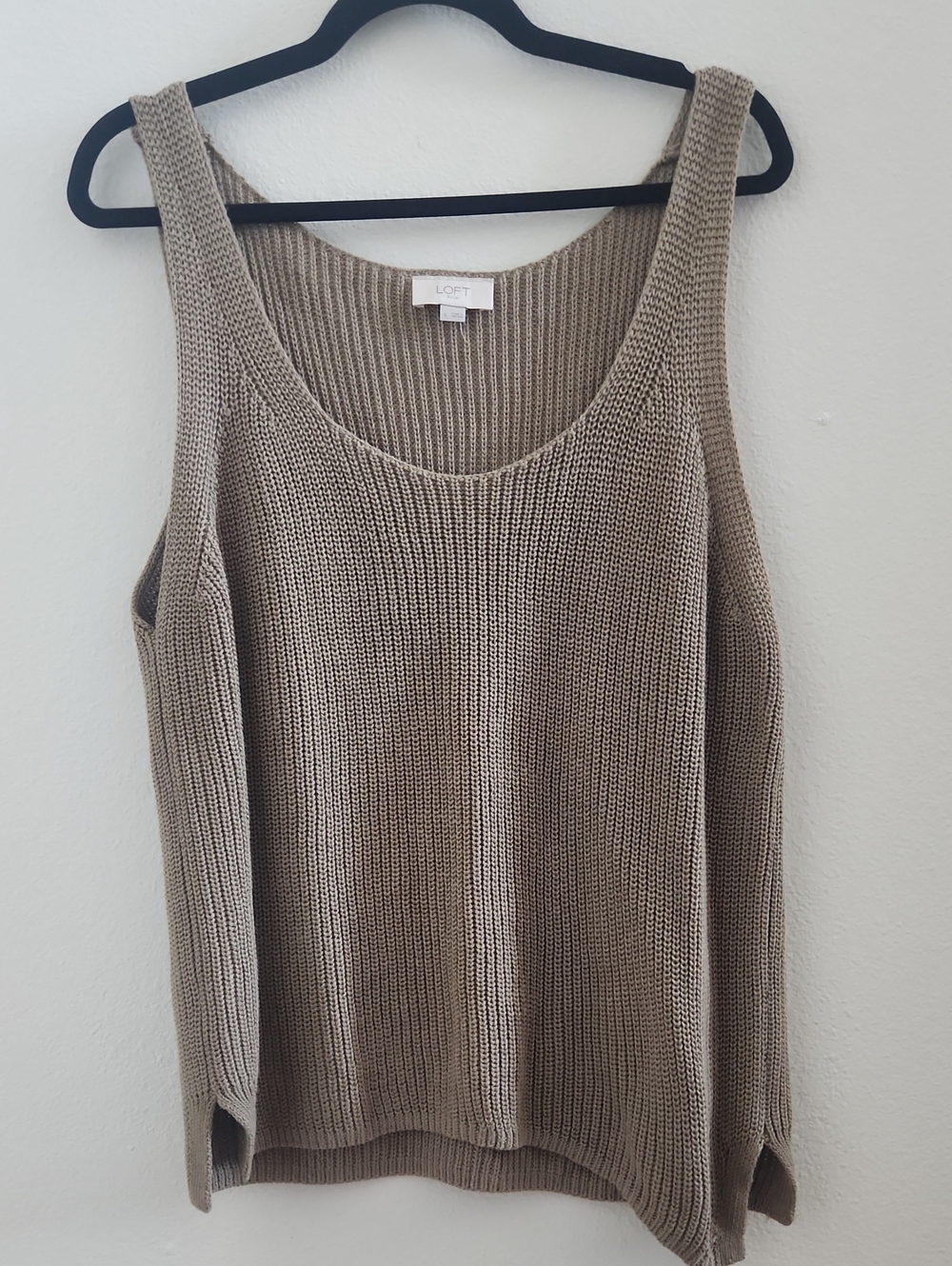 LOFT Taupe Ribbed Knit Tank